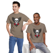 Devil's Wing Skull Unisex Heavy Cotton Tee - Edgy Graphic T-Shirt for Alternative Fashion