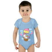 Cute Baby Bodysuit with Ice Cream and Balloons Design