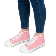 Stylish Pink High Top Sneakers for Women - Trendy Floral Pattern
