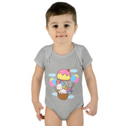 Cute Baby Bodysuit with Ice Cream and Balloons Design