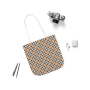 Stylish Plaid Canvas Tote Bag with 5-Color Straps