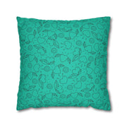 Turquoise Heart Pattern Faux Suede Pillowcase – Cozy Home Decor for Love & Comfort