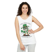 Lucky Cat St. Patrick's Day Tank Top | Unisex Garment-Dyed Summer Apparel