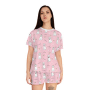 Cute Cat Print Women's Short Pajama Set - Cozy Sleepwear for Cat Lovers