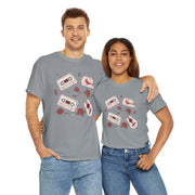 Retro Music Vibe Unisex Heavy Cotton Tee with Cassette and Guitar Design