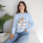 Cute Cat Reading Crewneck Sweatshirt for Cat Lovers