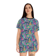 Vibrant Women's Short Pajama Set - Colorful Paisley Design for Cozy Nights