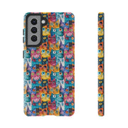 Colorful Cat Pattern Samsung Phone Case - Tough Cases for Cat Lovers