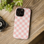 Pink Gingham Tough iPhone Case - Stylish & Durable Protection