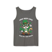 Lucky Cat St. Patrick's Day Tank Top | Unisex Garment-Dyed Summer Apparel