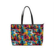 Colorful PU Leather Shoulder Bag – Stylish Tote with Bold Design for Everyday Use