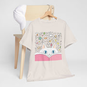 Whimsical Cat Reading Unisex Tee - Perfect for Cat Lovers & Bookworms