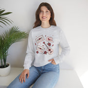Retro Music Vibes Crewneck Sweatshirt - Cassette Tapes & Guitar Design