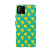 Floral Tough Google Pixel Phone Case - Vibrant Yellow Flowers on Green Background