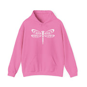 Pink Dragonfly Unisex Heavy Blend Hooded Sweatshirt – Cozy & Stylish Hoodie for Nature Lovers