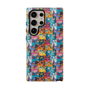 Colorful Cat Pattern Samsung Phone Case - Tough Cases for Cat Lovers