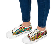 Comic Book Style Women's Low Top Sneakers - Unique Graphic Sneakers for Casual Fashion
