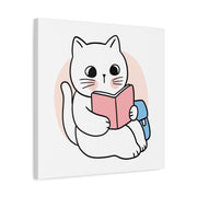 Cute Cat Reading Canvas Art - Perfect for Cat Lovers