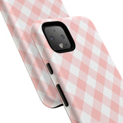 Chic Pink Gingham Google Pixel Phone Case for Tough Protection