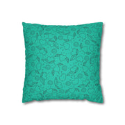 Turquoise Heart Pattern Faux Suede Pillowcase – Cozy Home Decor for Love & Comfort
