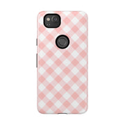 Chic Pink Gingham Google Pixel Phone Case for Tough Protection