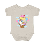 Cute Baby Bodysuit with Ice Cream and Balloons Design