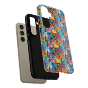 Colorful Cat Pattern Samsung Phone Case - Tough Cases for Cat Lovers