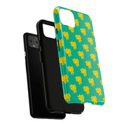 Floral Tough Google Pixel Phone Case - Vibrant Yellow Flowers on Green Background