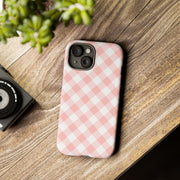 Pink Gingham Tough iPhone Case - Stylish & Durable Protection