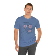 Unisex Short Sleeve Tee with Snake and Floral Design - Trendy Casual Wear