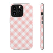Pink Gingham Tough iPhone Case - Stylish & Durable Protection