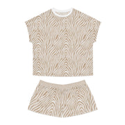 Cozy Zebra Print Women's Short Pajama Set - Perfect for Relaxing Evenings