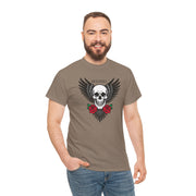Devil's Wing Skull Unisex Heavy Cotton Tee - Edgy Graphic T-Shirt for Alternative Fashion
