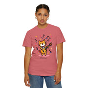 Cute Cat Music T-Shirt - Unisex Garment-Dyed Tee for Animal Lovers