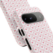 Pink Heart Pattern Google Pixel Tough Case - Stylish and Durable Phone Cover