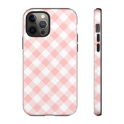 Pink Gingham Tough iPhone Case - Stylish & Durable Protection