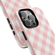 Pink Gingham Tough iPhone Case - Stylish & Durable Protection