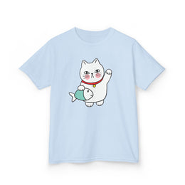 Cute Cat Graphic Kids Heavy Cotton Tee - Perfect for Animal Lovers