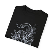 Unisex Snake and Floral Graphic T-Shirt - Edgy Vintage Style Tee