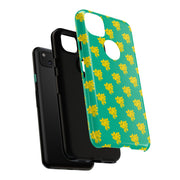 Floral Tough Google Pixel Phone Case - Vibrant Yellow Flowers on Green Background
