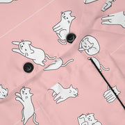 Women's Cozy Pink Bear Satin Pajamas Set - Perfect for Relaxation and Sleep!