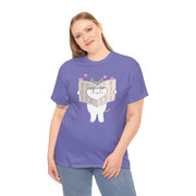 Cute Cat with Newspaper Unisex Heavy Cotton Tee - Fun and Cozy for Cat Lovers