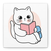 Cute Cat Reading Canvas Art - Perfect for Cat Lovers