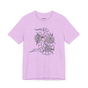 Unisex Short Sleeve Tee with Snake and Floral Design - Trendy Casual Wear