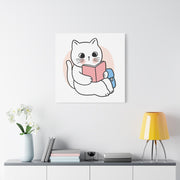 Cute Cat Reading Canvas Art - Perfect for Cat Lovers