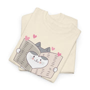 Cute Cat with Newspaper Unisex Heavy Cotton Tee - Fun and Cozy for Cat Lovers