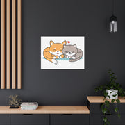Adorable Cat and Dog Canvas Art - Cute Pet Lovers Wall Decor
