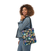 Blooming Floral Canvas Tote Bag with 5-Color Straps