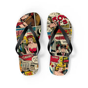 Retro Comic Flip Flops - Fun Summer Footwear for Beach Days & Casual Outings