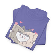 Cute Cat with Newspaper Unisex Heavy Cotton Tee - Fun and Cozy for Cat Lovers